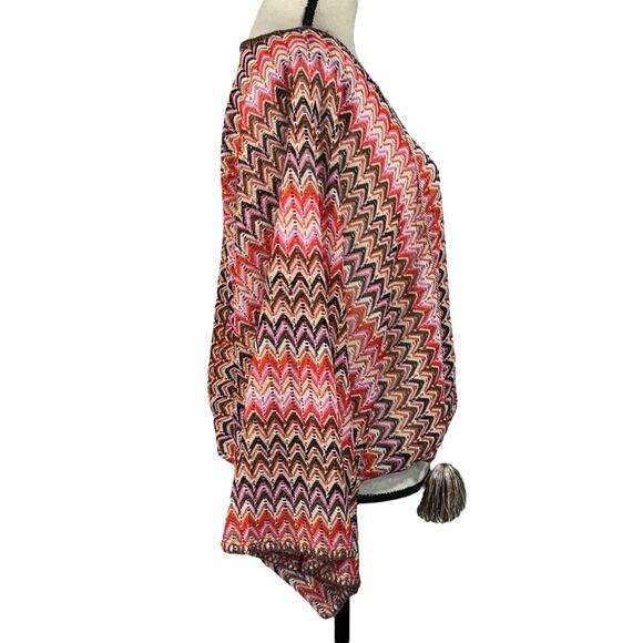 Sanctuary X-Small Poncho Top Oversized Dolman 3/4 Sleeve Semi-Sheer Tasseled - Picture 5 of 12